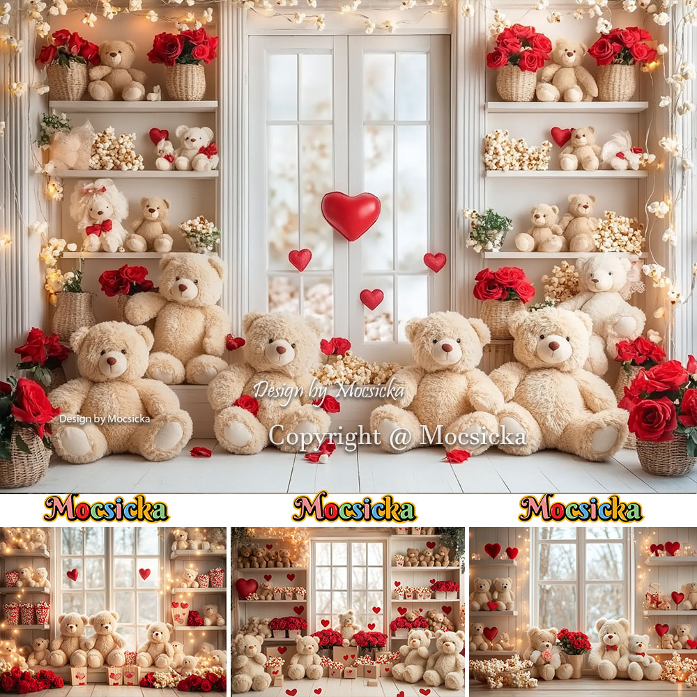 Toys Background For Kids - Mocsicka Valentine's Day Room Backdrop Photography