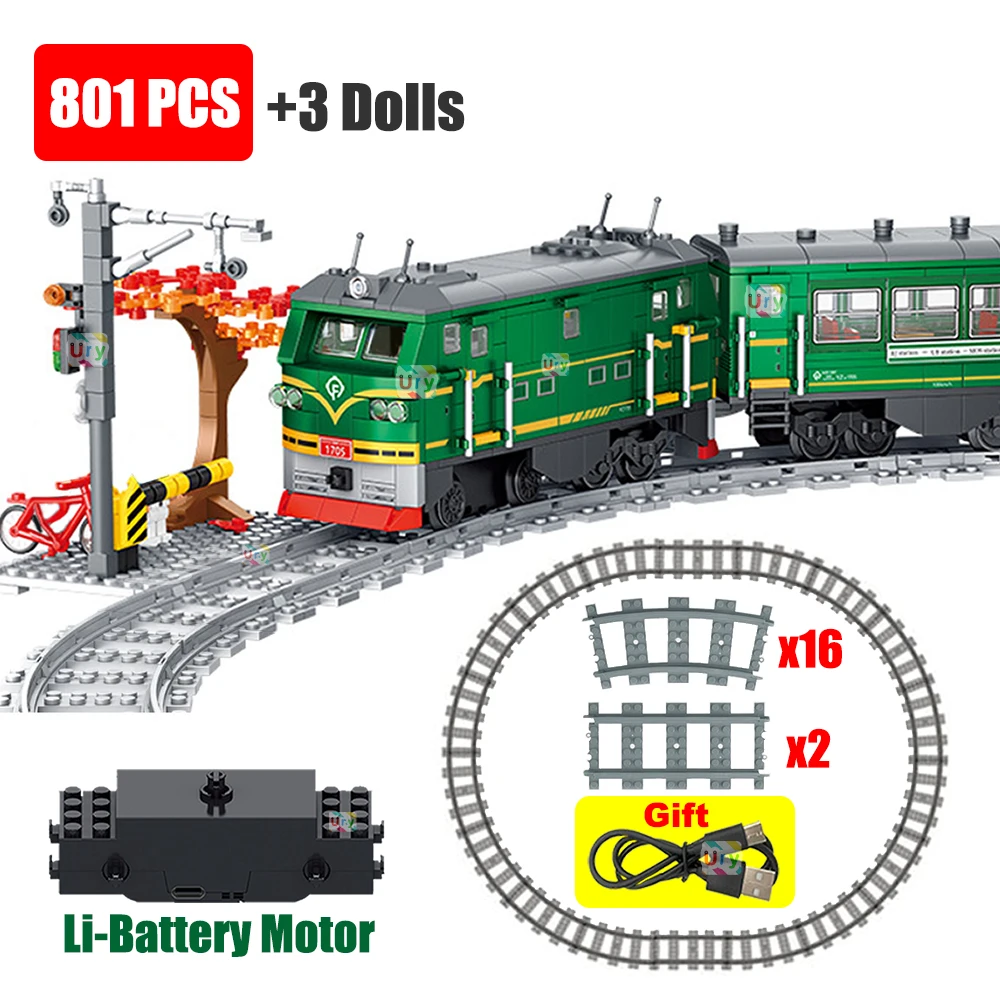 Kids Toys Electric Car - Technical Retro Green Steam Train City