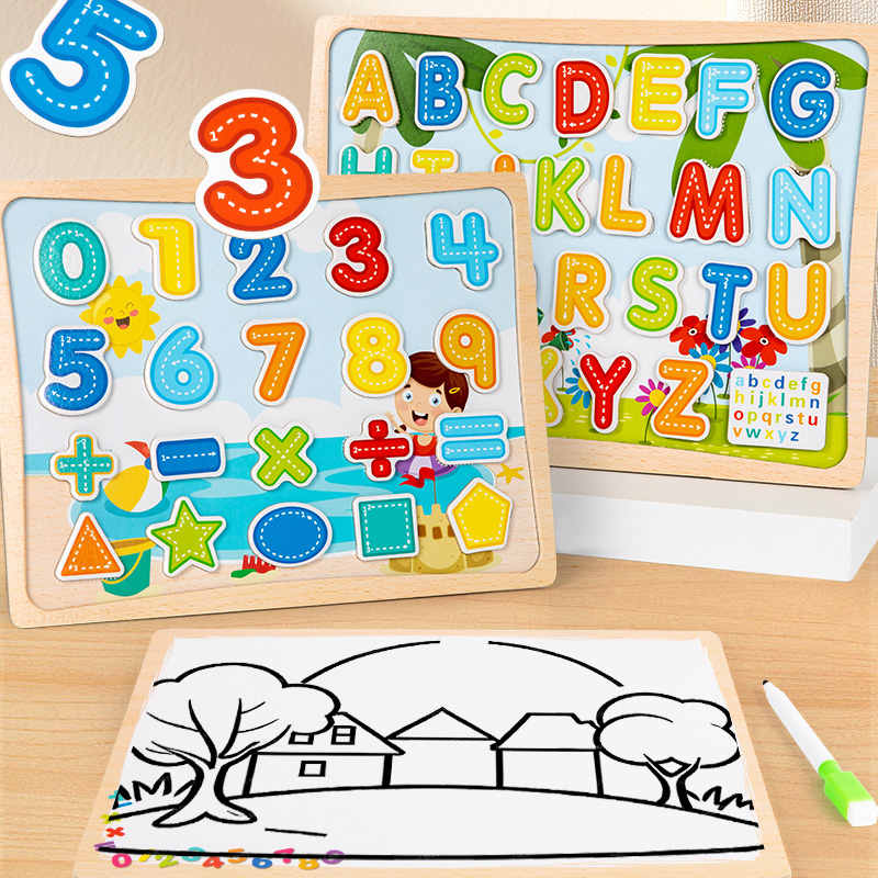 Magnetic Drawing Board - 2-In-1 Magnetic Puzzle Board - With