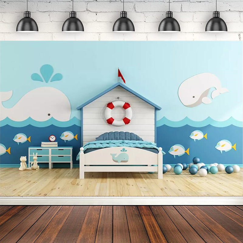 Toys Background For Kids - Blue Ocean Indoor Children Birthday Photography