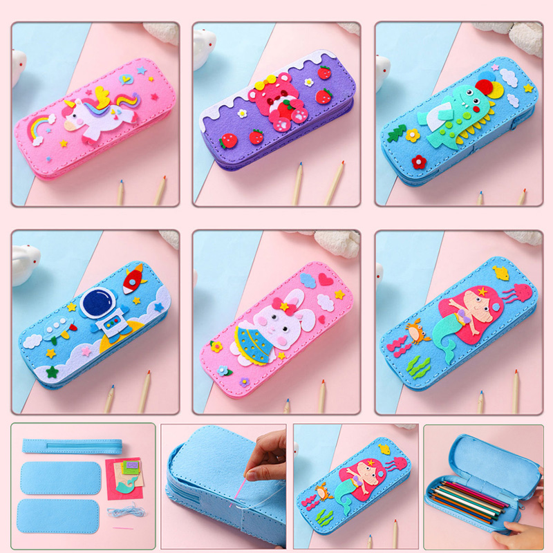 Kid Toys And Craft - DIY Sewing Stationery Bag Non-woven Fabric