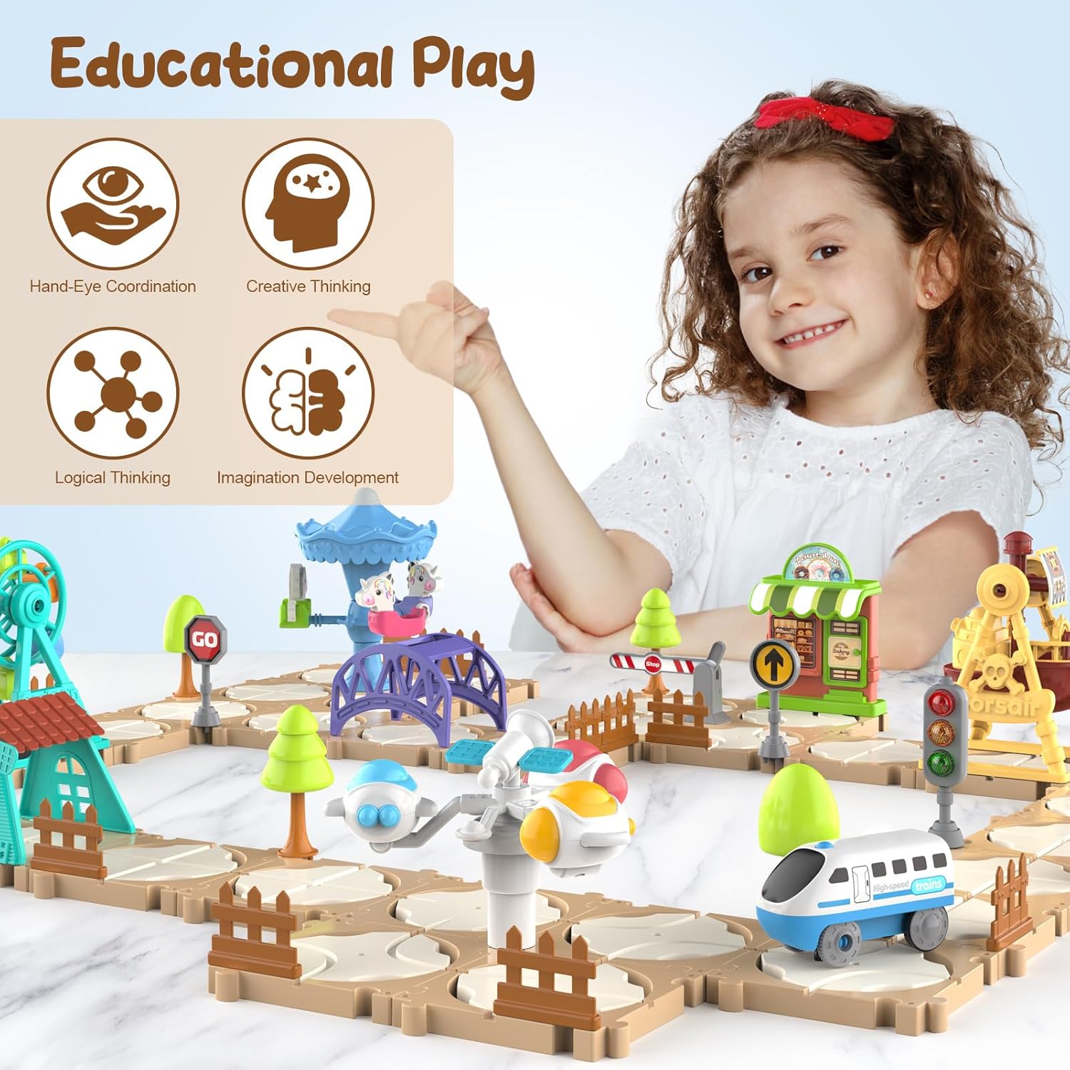 DIY Puzzle Track Car Set Assem - Kids Toys Learning 评论和价格