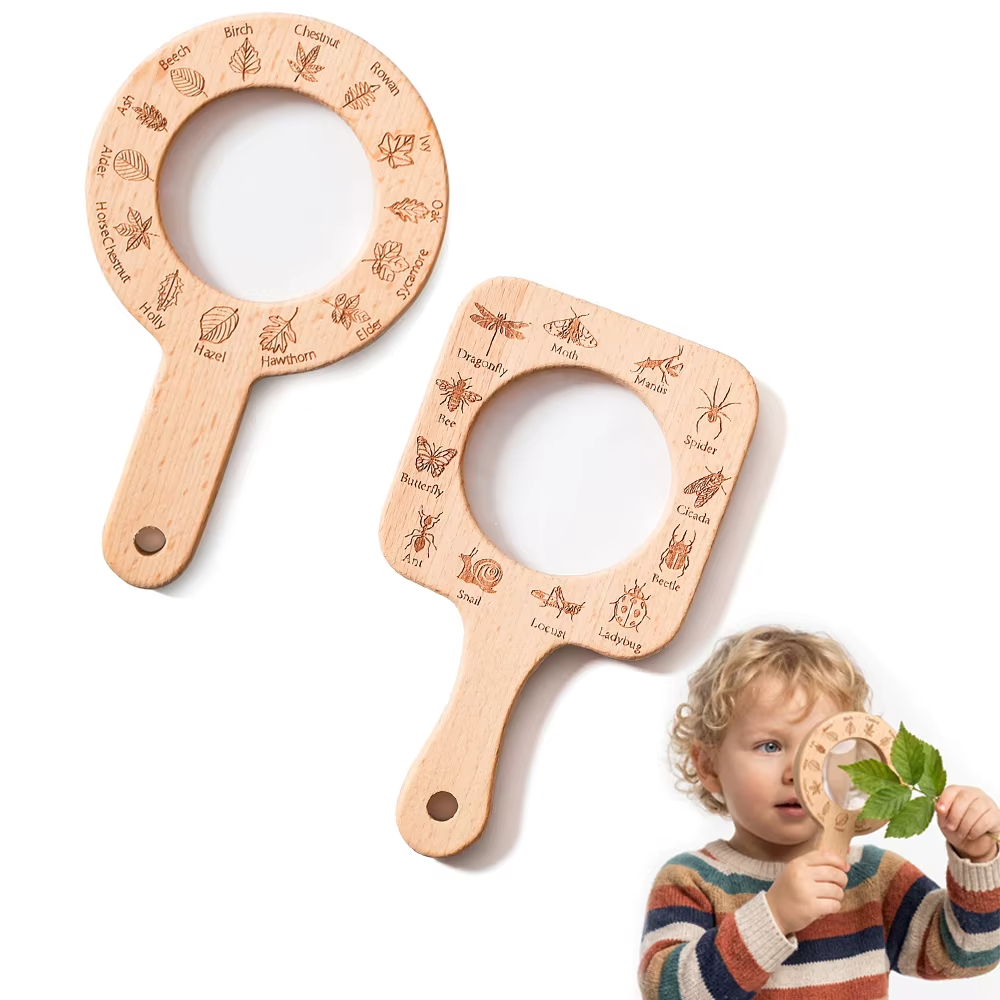 Wooden Magnifying Glass for Ki - Kids Toys Learning 评论和价格