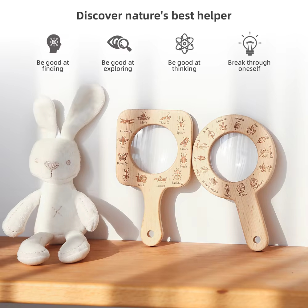 Wooden Magnifying Glass for Ki - Kids Toys Learning 评论和价格