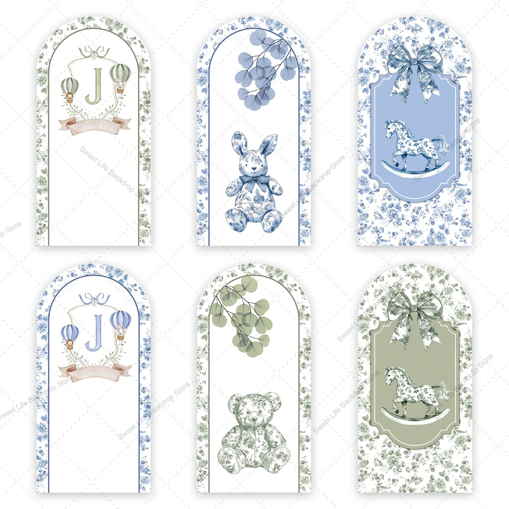 Blue Green Floral Bow Arch Bac - Toys Background For Kids 评论和价格