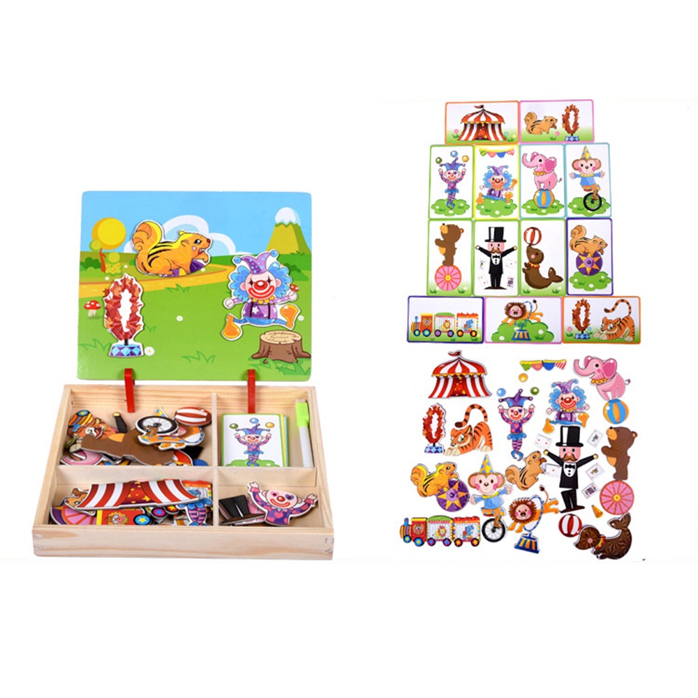 Wood Magnetic 3D Puzzles Reusa - Kids Toys Drawing Easy 评论和价格