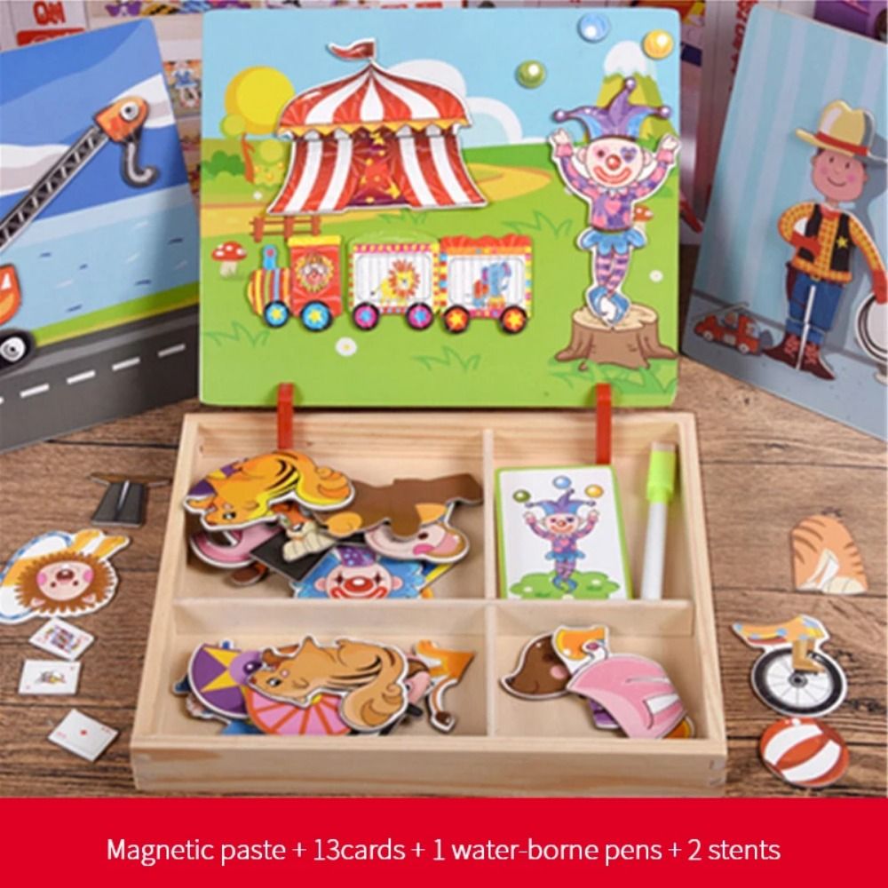 Wood Magnetic 3D Puzzles with  - Kids Toys Drawing Easy 评论和价格