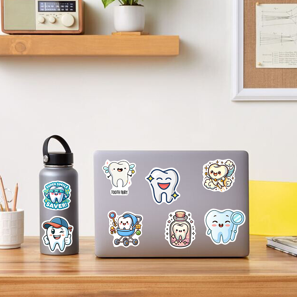 Adorable Cartoon Teeth Sticker - Kids Toys Laptop 评论和价格